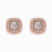 Pink Cabochon Studs in 18K Rose Gold, view 1